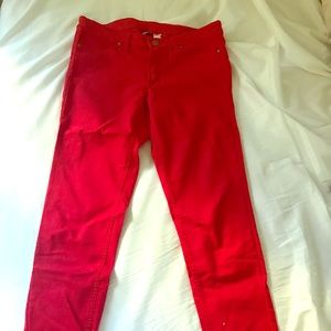 Red skinny jeans